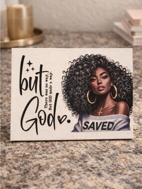 But God Inspirational Canvas Art - Black Hair, White Background